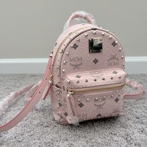 MCM Powder Pink X-Mini Backpack (Discontinued stud style)
